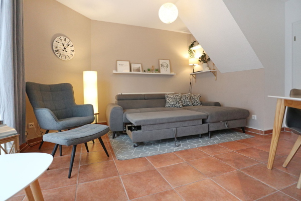 Haus Rosenhof Whg. Britta - Blick auf das Schlafsofa (1,25 x 1,90m)