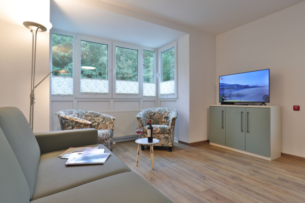 Waldfrieden Whg. 8 - Blick auf den offenen Wohnbereich mit TV