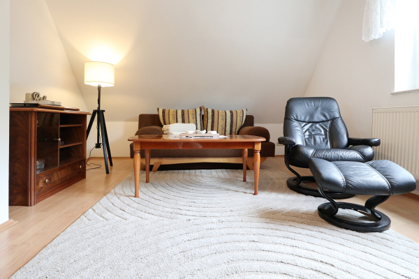 Drews - Blick in das Wohnzimmer mit Schlafsofa