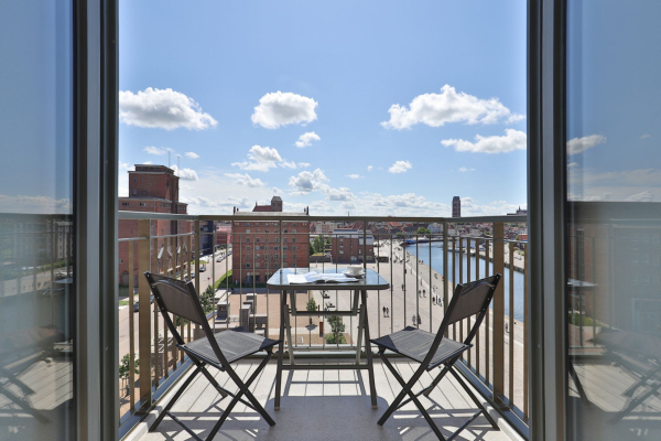 Ohlerich Speicher App. 31 - Blick auf den Balkon und die Altstadt