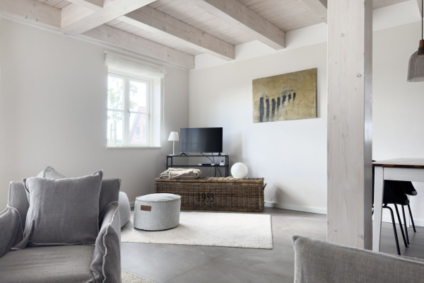 Möwennest - Blick vom Sofa auf den TV