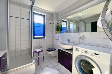 Papillon 7/1 - Blick in das Tageslichtbad mit Dusche und Waschmaschine