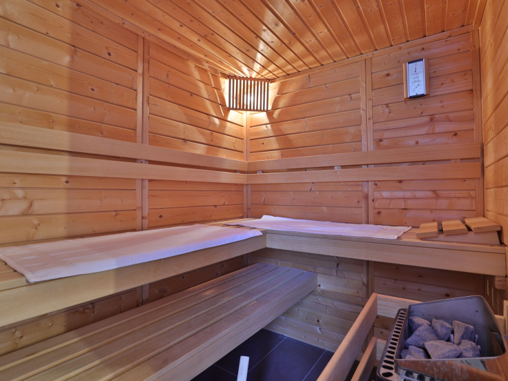 Ruhe-Insel Ferienhaus - Blick in die Sauna im EG