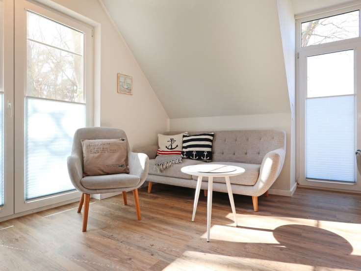 Strandvilla App.3 - Blick auf den helle und offenen Wohnbereich