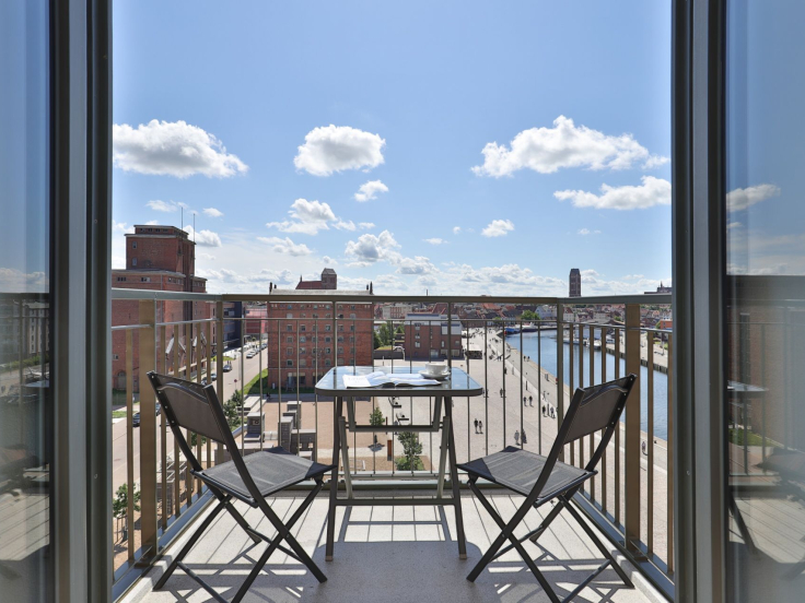 Ohlerich Speicher App. 31 - Blick auf den Balkon und die Altstadt